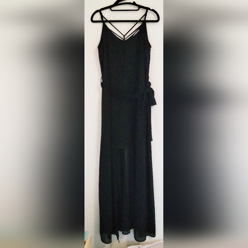 Naked Zebra Criss-cross Dress Mini maxi cover with Belt, Black, Small